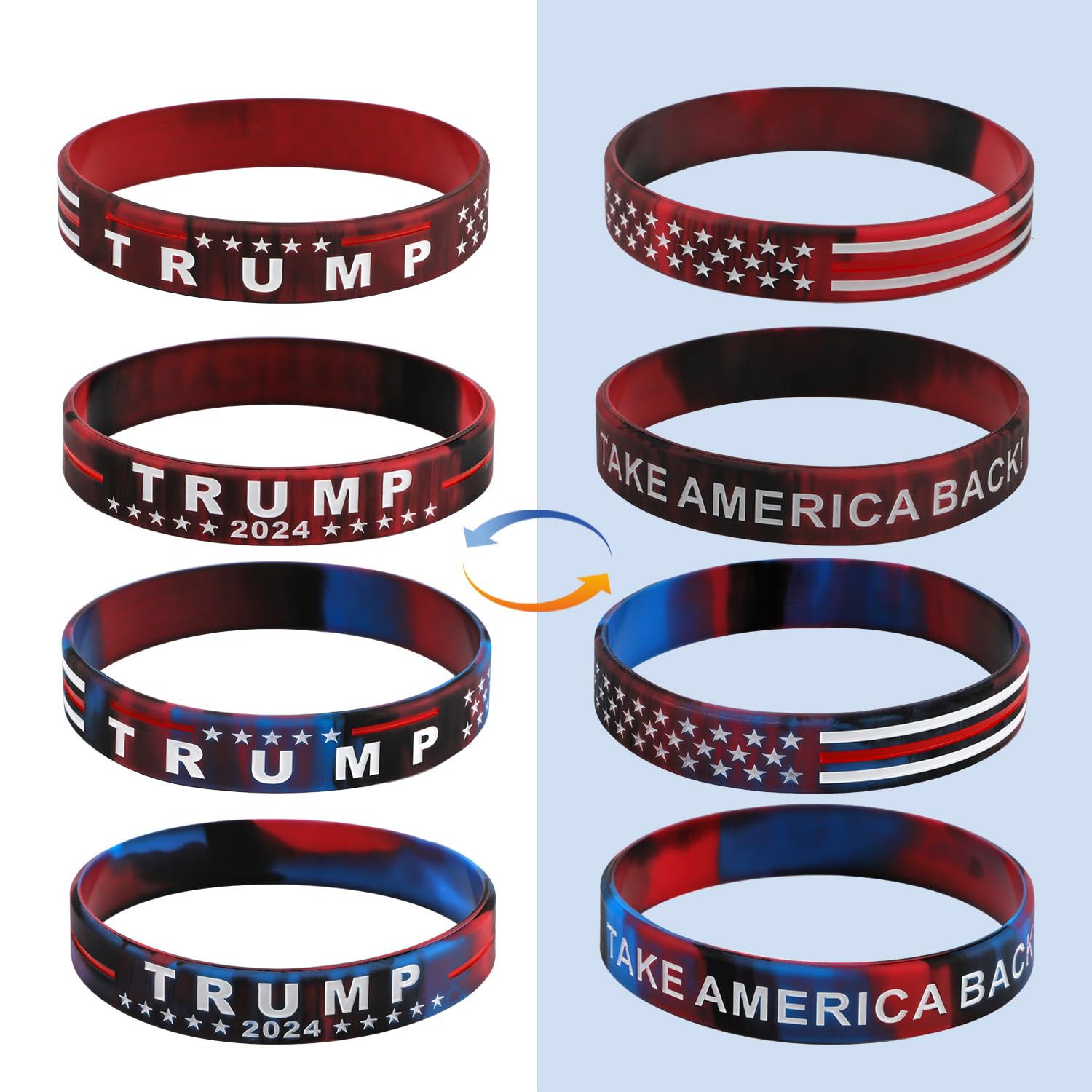 Mikovivi 4pcs Trump Bracelets 2024, Trump Take America Back Bracelet Donald Trump Rubber Bracelets Wristband Band for Men Women Patriotic Gift