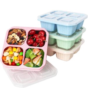 kakating bento snack boxes 4-pack 4 compartment condiment containers | adult lunchable containers (4)