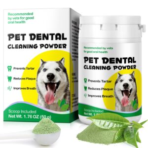 teeth cleaning powder for dogs,pets dental formula dog dental powder, dog tartar remover for teeth with probiotics, dog tooth powder that can remove plaque & bad breath (1.76 oz)