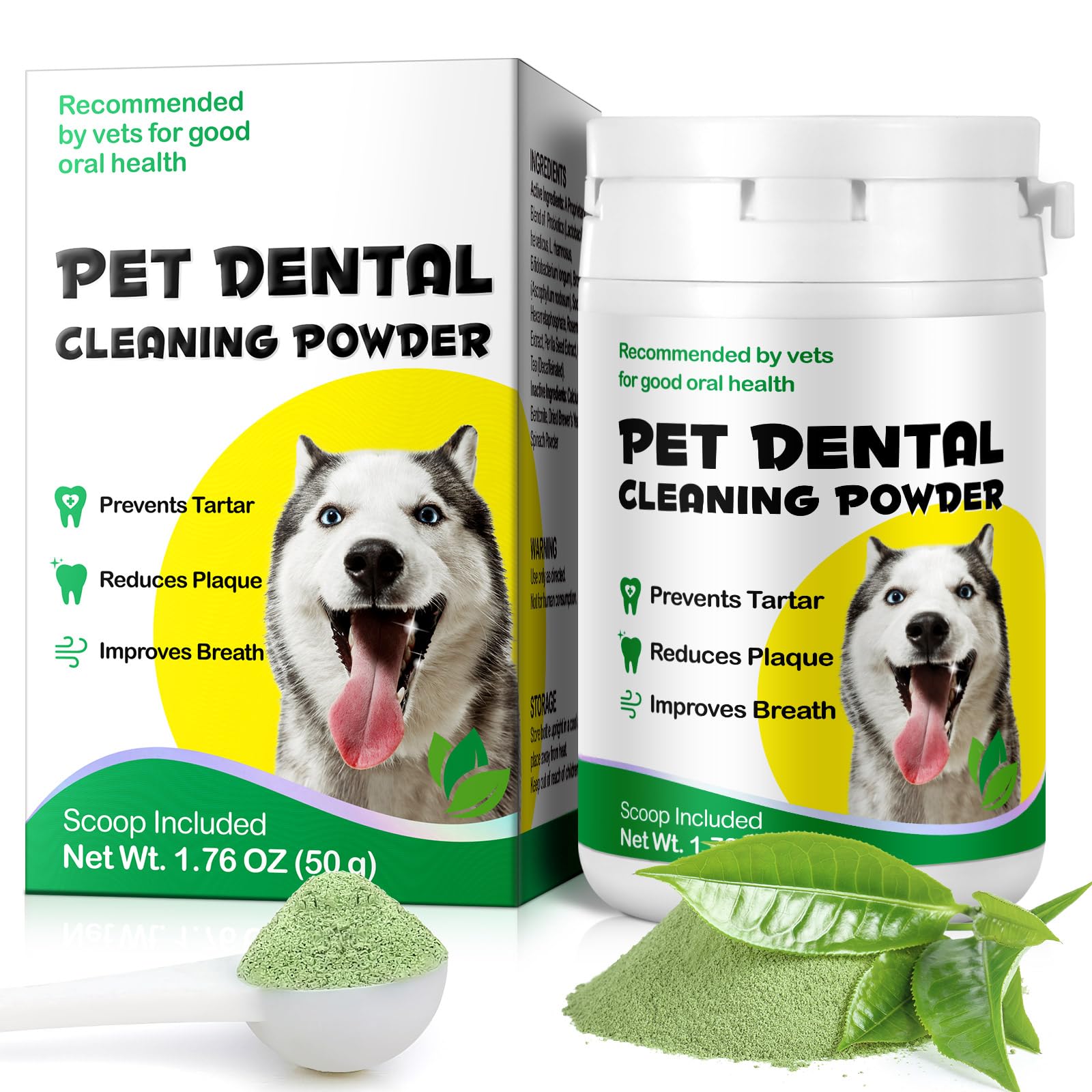 Teeth Cleaning Powder for Dogs,Pets Dental Formula Dog Dental Powder, Dog Tartar Remover for Teeth with Probiotics, Dog Tooth Powder That Can Remove Plaque & Bad Breath (1.76 oz)