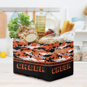 SinSenMa Cheer Gifts Storage Baskets with Handles,Foldable Cubes Storage Box Bin,Waterproof Open Shelf Basket Organizer for Clothes Toy Gift Baskets Orange