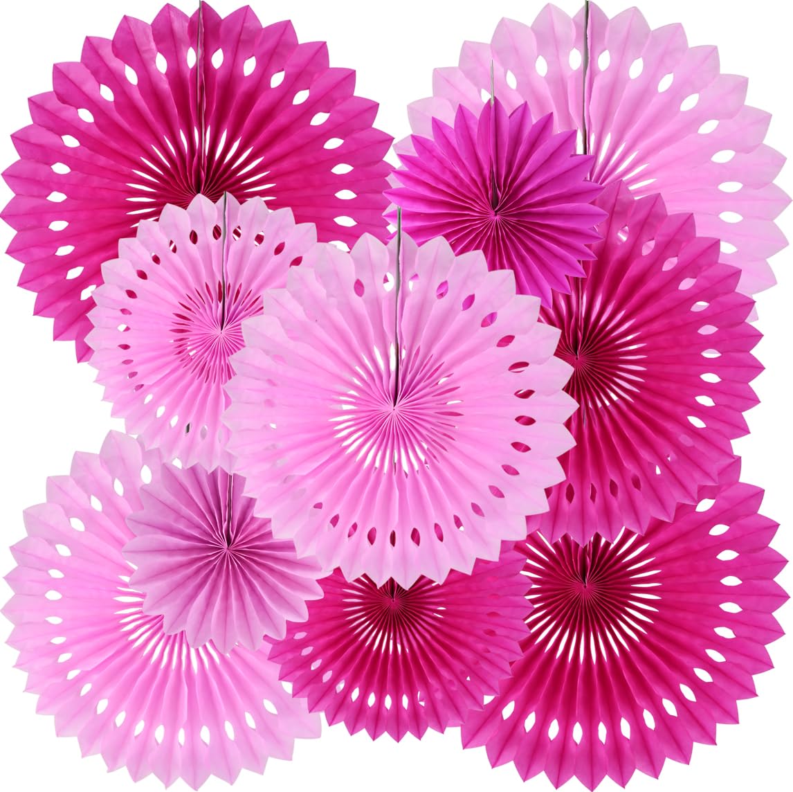 BEISHIDA Hot Pink Combination Hanging Honeycomb Round Paper Fans Decoration Bachelorette Theme Tissue Paper Fan Garland for Bridal Shower Women Girls Birthday Wedding Party Supplies（10packs）