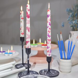 MTLEE 78 Pcs DIY Candle Painting Kit Include 12 White Taper Candles 60 Colored Tealight Candles 6 Paint Brushes for Candles Crafts Birthday Wedding Party Favors (Multi Color)