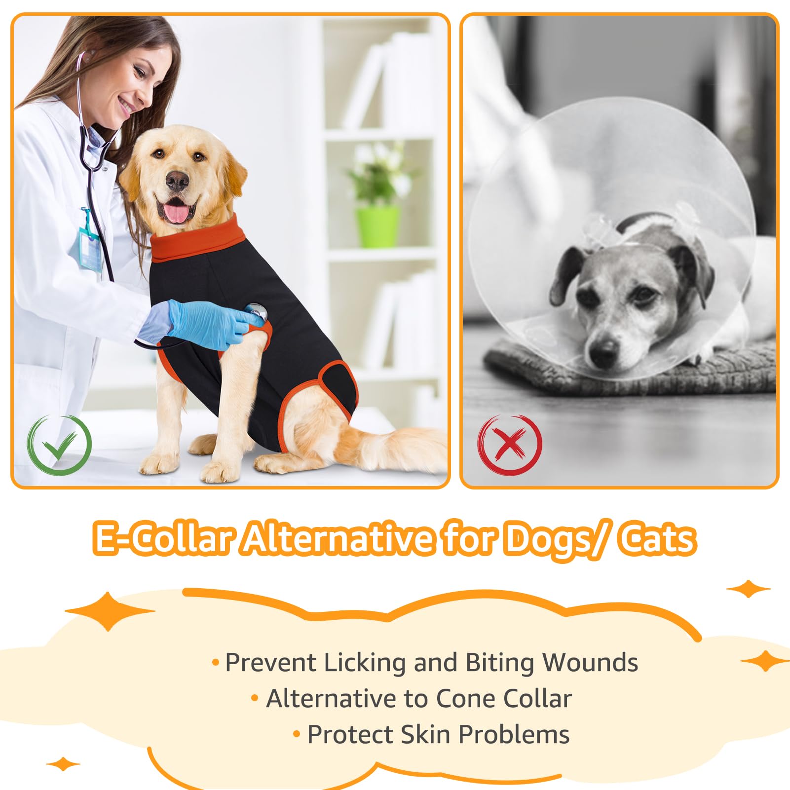 iBuddy 2 Packs Dog Surgical Recovery Suit, Professional Pet Recovery Shirt Dog Abdominal Wounds Bandages for Male Female，Anti Licking Breathable Dog Shirt Size X-Large