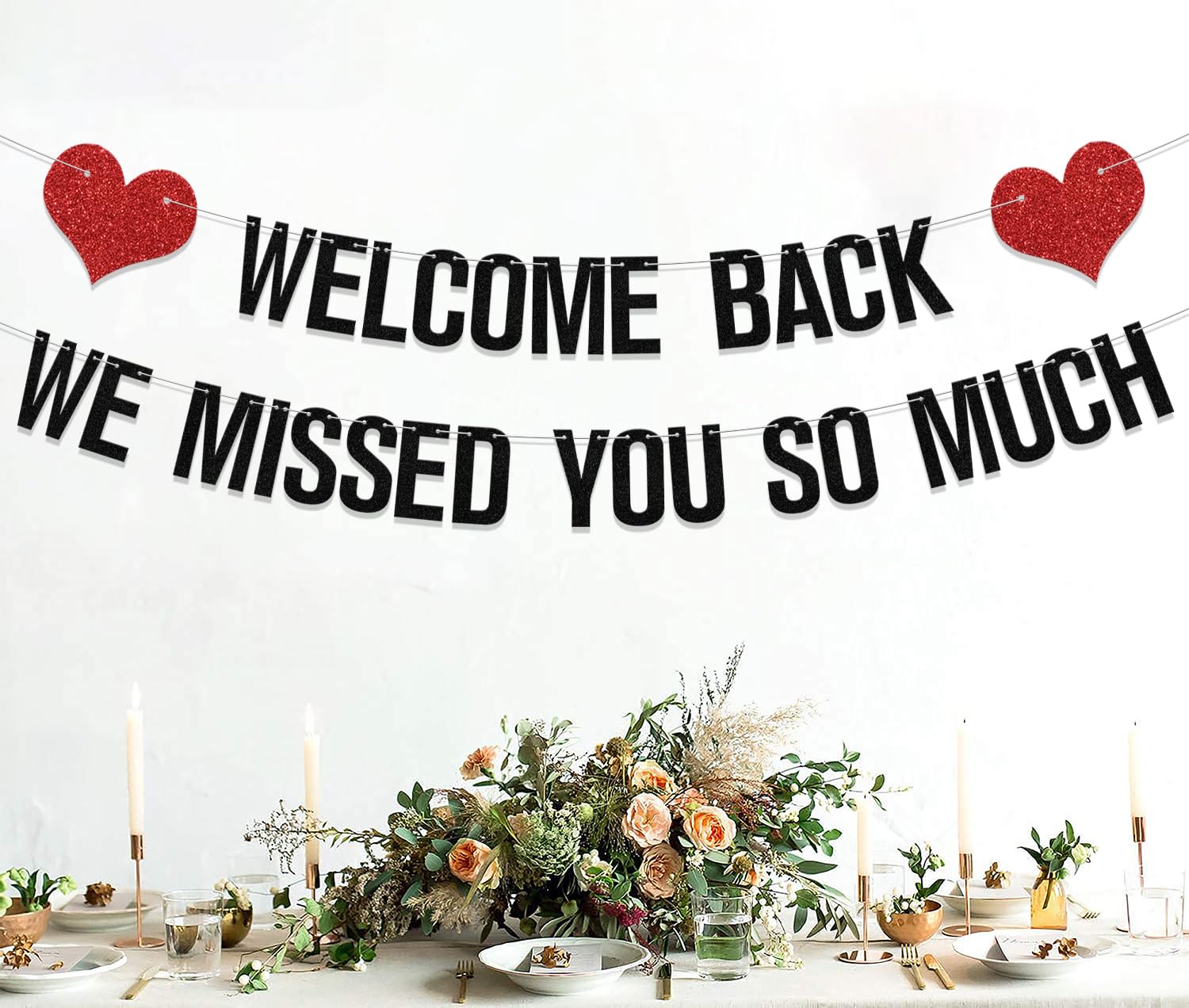 Welcome Back We Missed You So Much Banner, Welcome Back Family Party Decor, Welcome Home We Will Miss You Banner Decorations, Missed You So Much Banner Party Supplies Black Red