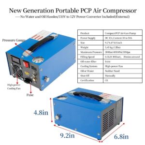 Generic pcp compressor 12v 300 bar 4500 psi 30Mpa pcp pump high pressure pcp air compressor, 36*26*26cm, Black