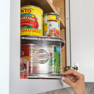 Mighty Susan Kitchen Organizer for Canned Goods: 2-Tiered Robust Turntable Organizer for Cabinet/Pantry. Steel Reinforced Holds Up To 30 lbs. Rotates 360° for Maximum Visibility. Includes 4 Bonus Bins