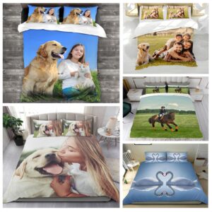 Ewzokiy Custom Duvet Cover Set 1 Comforter Cover with 2 Pillowcases,Personalized King Duvet Cover with Picture/Text/Logo,Customized Bedding Sets for Kids,Birthday,Valentine's Day Gift