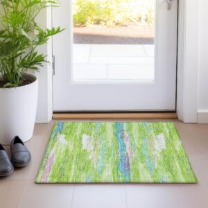 Addison Rugs Chantille ACN942 Lime 1'8" x 2'6" Indoor Outdoor Area Rug, Easy Clean, Machine Washable, Non Shedding, Bedroom, Entry, Living Room, Dining Room, Kitchen, Patio Rug