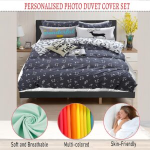 Ewzokiy Customized Bedding Set Custom Size Duvet Cover with Photo Text Logo 1 Comforter Cover with 2 Pillowcases,Personalized King Duvet Cover for Kids,Birthday,Valentine's Day Gifts