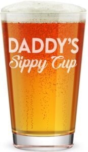 daddy factory gifts for dad men father's day beer glass cup - funny gift for new dad, expecting father - 16 oz laser engraved drinking pint glass gift for daddy, made in usa