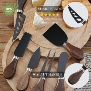 Charcuterie Boards Accessories Utensils, Cheese Knife Set, Charcuterie Bowls, Cheese Markers for Charcuterie Board, Mini Serving Tongs Spoons and Forks Honey Dipper for Pastry Wedding Gift Black