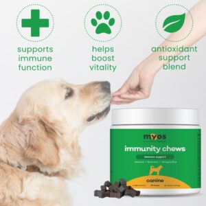 MYOS Immunity Chew for Dogs - Immune System Support, Antioxidants, Helps Cellular Health & Vitality- with Colostrum, Resveratrol, Astragalus Root, and Medicinal Mushrooms- Daily Chewable Supplement