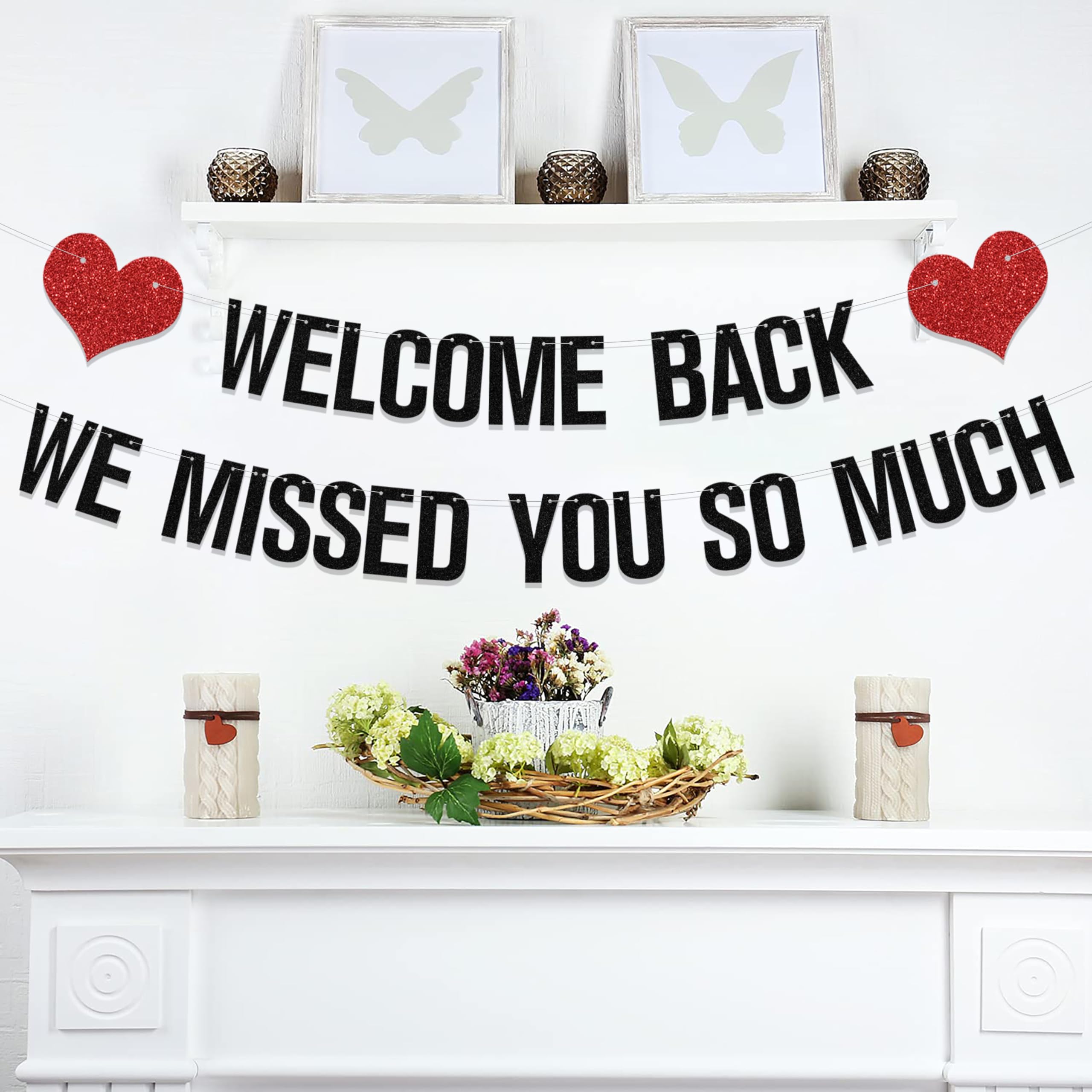 Welcome Back We Missed You So Much Banner, Welcome Back Family Party Decor, Welcome Home We Will Miss You Banner Decorations, Missed You So Much Banner Party Supplies Black Red