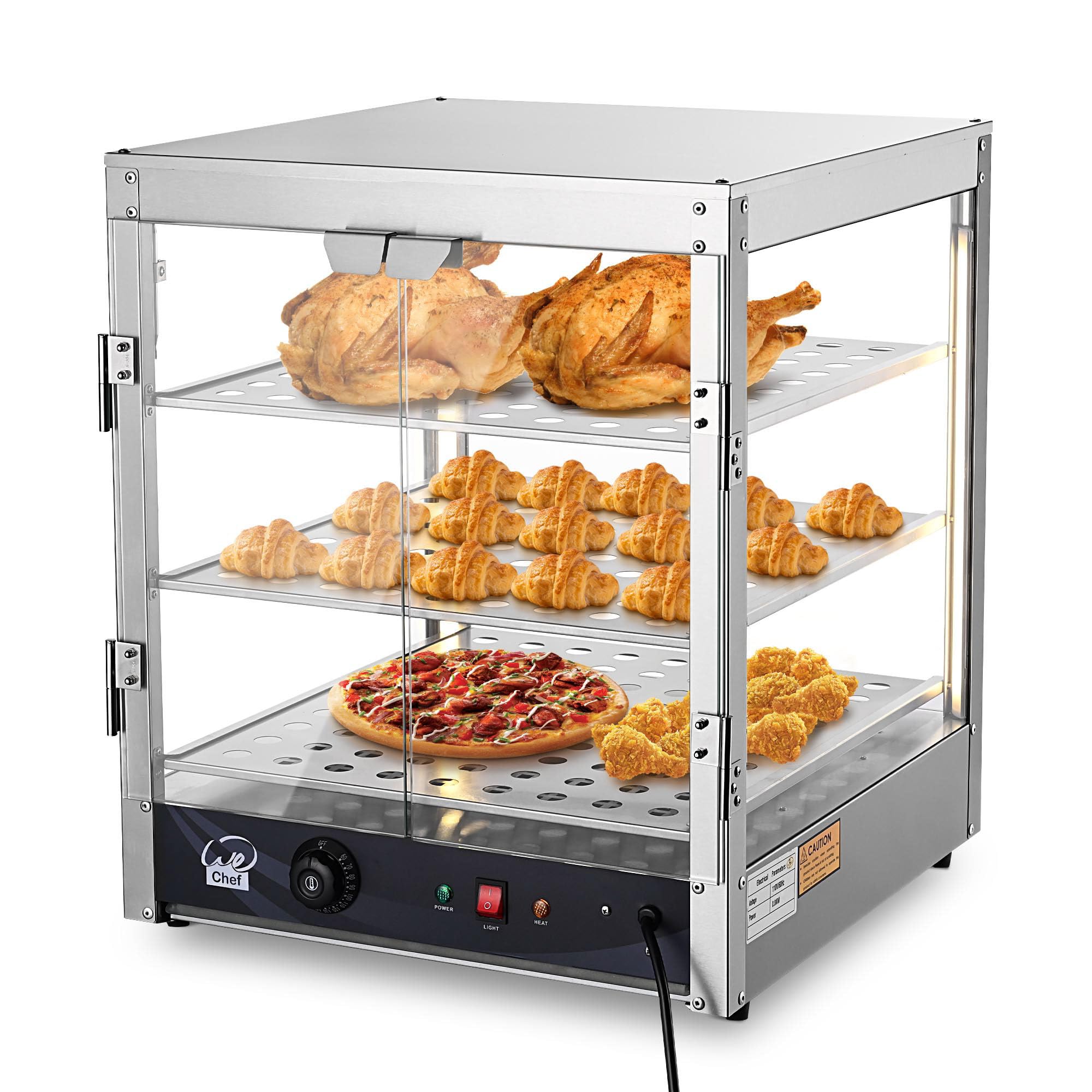 WeChef 3-Tier Commercial Food Warmer Display Pizza Warmer Countertop Pastry Warmer for Restaurant Cafe Buffet 20x20x24