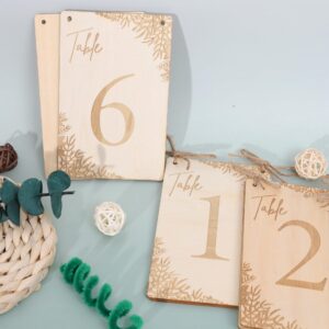 10 Pieces Rustic Wooden Table Numbers - 1-10 Wedding Table Decorations,Wooden Sign for Banquet Restaurant Party Decor,Wedding Reception Anniversary Baby Bridal Shower, Floral Theme Receptions