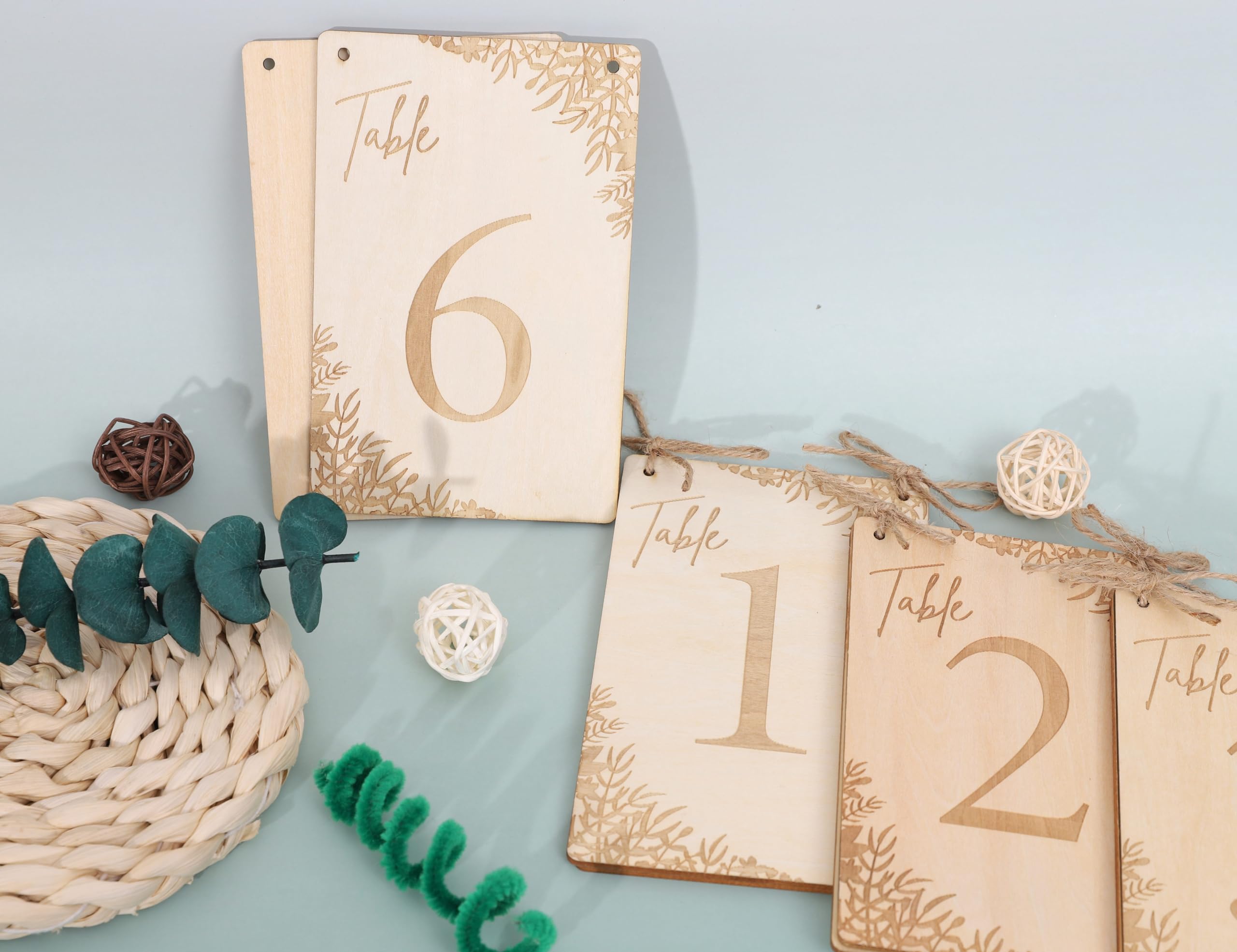 10 Pieces Rustic Wooden Table Numbers - 1-10 Wedding Table Decorations,Wooden Sign for Banquet Restaurant Party Decor,Wedding Reception Anniversary Baby Bridal Shower, Floral Theme Receptions