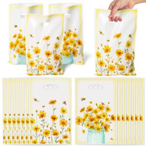 arianqicult wildflower party favor bags 50pcs daisy summer party gift bags wild one yellow goody candy treat bags baby in bloom party decoration supplies for baby shower birthday party wedding