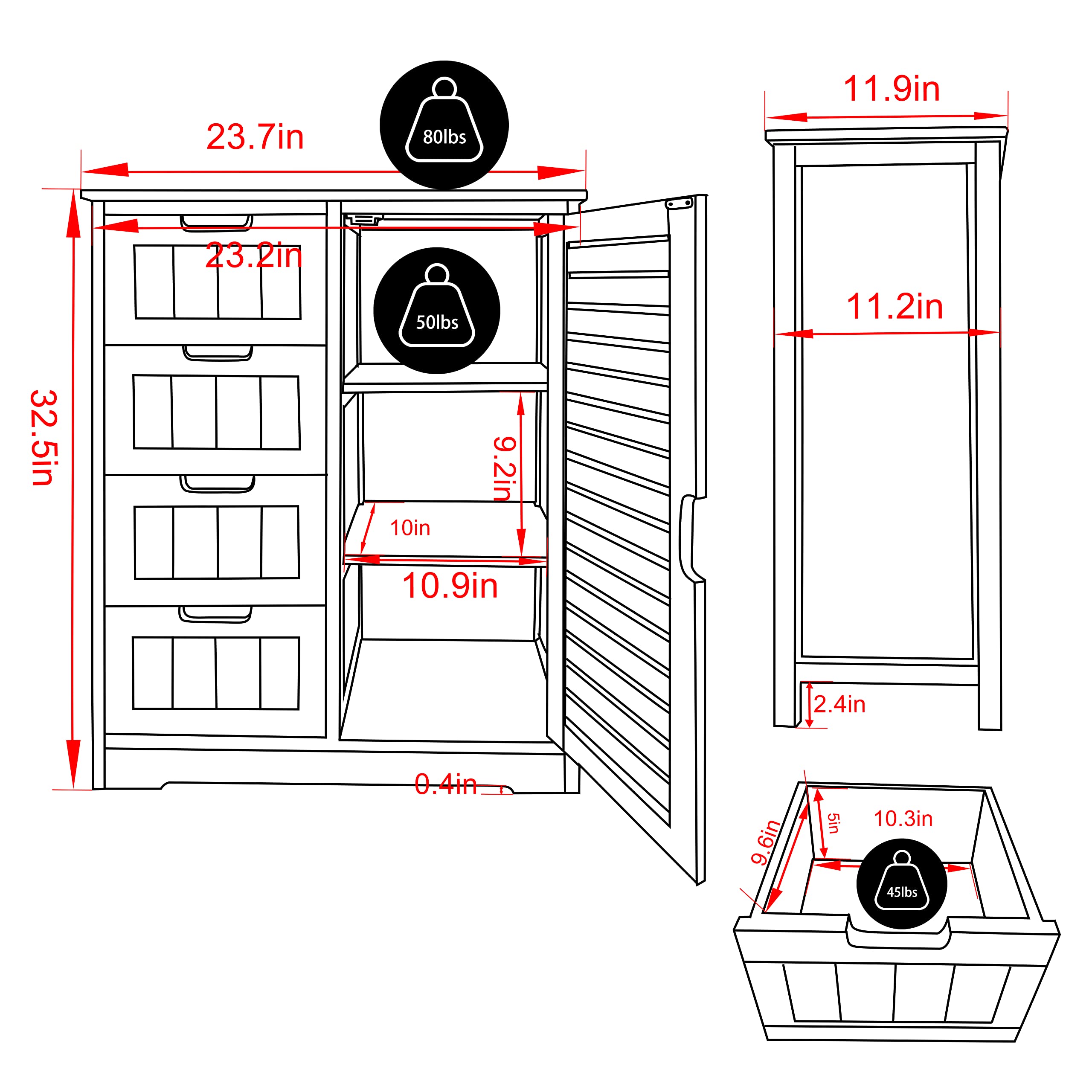 Yardenaler Bamboo Bathroom Storage Cabinet with 4 Drawers & 2 Removable Shelves, Freestanding Storage Organizer Multifunctional for Living Room, Bedroom, Natural