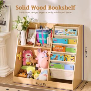 TROOPVILLE Kids Bookshelf and Toy Storage Organizer, Wooden Kids Book Shelf,Childrens Bookshelf, Bookcase for Kids Room,Nursery Bookcase for Kids, Children, Toddlers