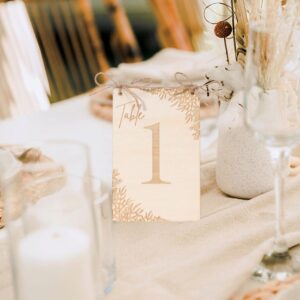 10 Pieces Rustic Wooden Table Numbers - 1-10 Wedding Table Decorations,Wooden Sign for Banquet Restaurant Party Decor,Wedding Reception Anniversary Baby Bridal Shower, Floral Theme Receptions