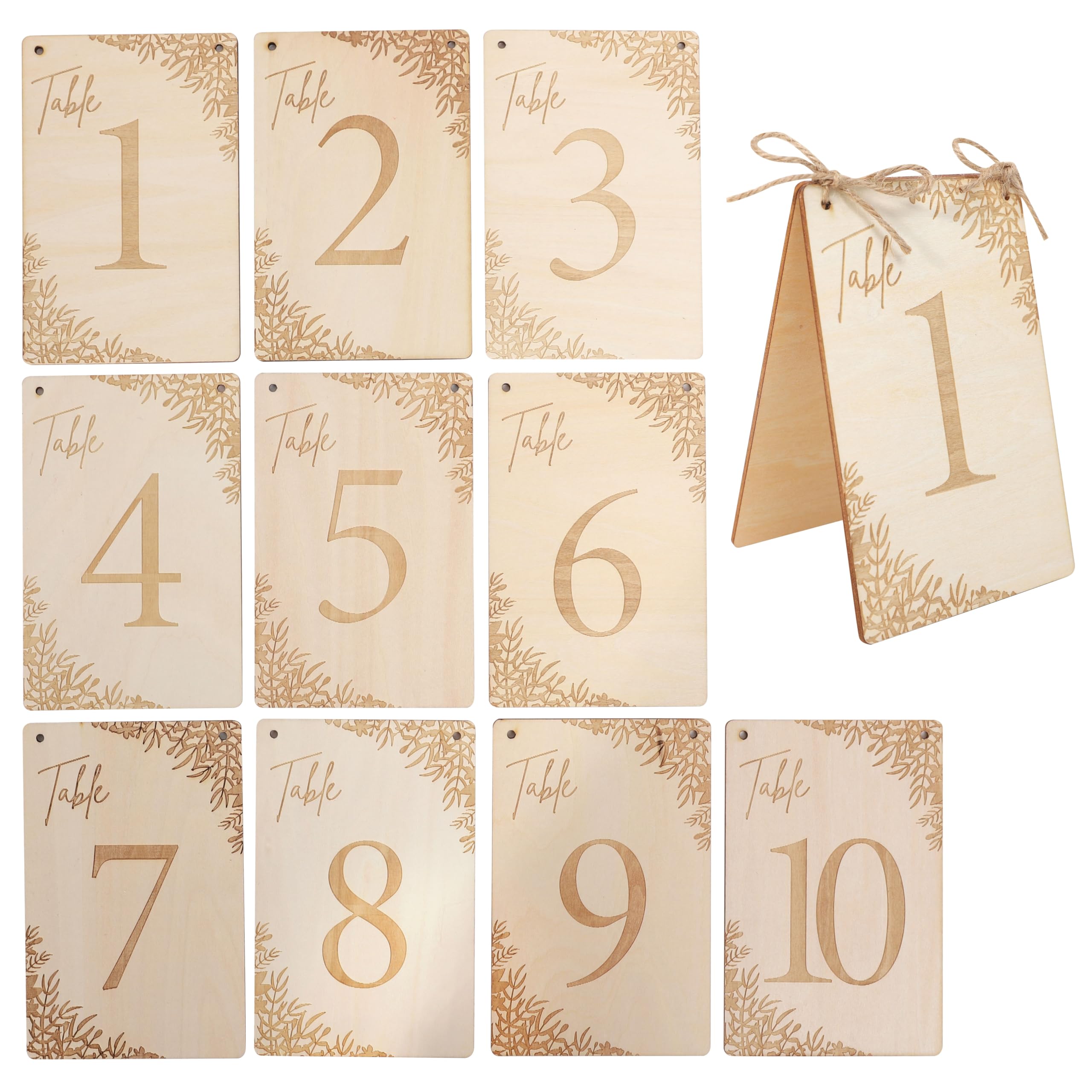 10 Pieces Rustic Wooden Table Numbers - 1-10 Wedding Table Decorations,Wooden Sign for Banquet Restaurant Party Decor,Wedding Reception Anniversary Baby Bridal Shower, Floral Theme Receptions