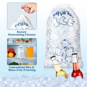 Ice Maker Ice Bags, 5 Pack Clear Plastic Ice Bags with Drawstring Closure, 8 lbs Capacity, Perfect for Filling Ice Buckets, Ice Storage, and Transporting Ice