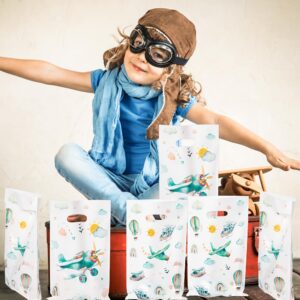 ArowlWesh Airplane Party Favor Bags - 50Pcs Plastic Boho Airplane Candy Treat Gift Bag with Handles Cute Snack Goodie Bags for Kids Boho Airplane Birthday Party Supplies Decor for Baby Shower Birthday