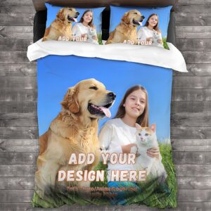 ewzokiy custom duvet cover set 1 comforter cover with 2 pillowcases,personalized king duvet cover with picture/text/logo,customized bedding sets for kids,birthday,valentine's day gift