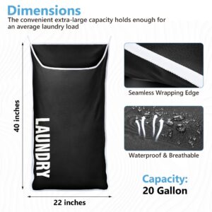 DONAQ Hanging Laundry Hamper Bag XL 40x22", Space Saving over the Door Storage Bags, Behind the Door Hampers for Dirty Clothes & Wall Mounted Basket for Bathroom, Organizer for Small Room Spaces RV