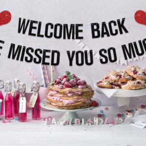 Welcome Back We Missed You So Much Banner, Welcome Back Family Party Decor, Welcome Home We Will Miss You Banner Decorations, Missed You So Much Banner Party Supplies Black Red