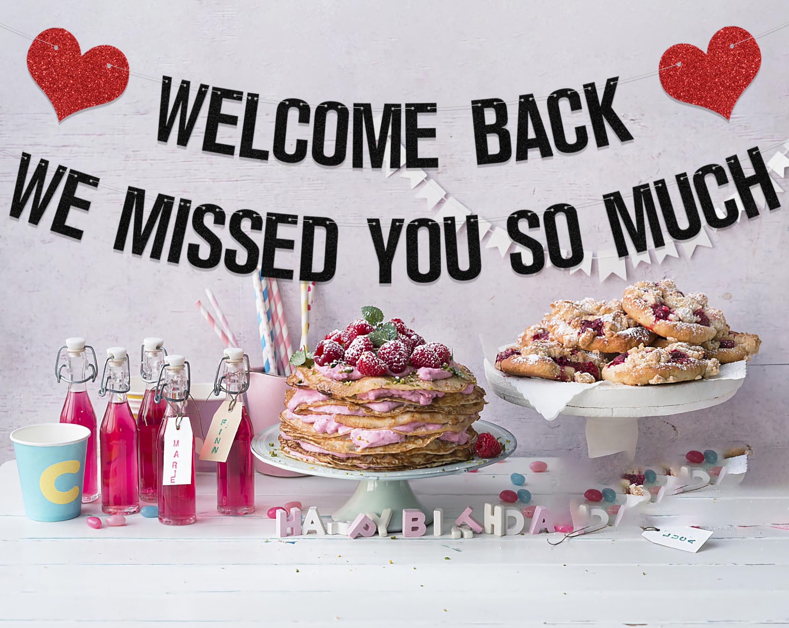 Welcome Back We Missed You So Much Banner, Welcome Back Family Party Decor, Welcome Home We Will Miss You Banner Decorations, Missed You So Much Banner Party Supplies Black Red