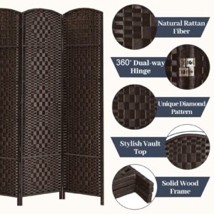 HALLYBEE Room Divider, Room Dividers and Folding Privacy Screens Privacy Screen, Divider for Room Separation Partition Room Dividers, 16" Folding Panel Screen 6FT Room Divider Wall 8 Panel, Dark Mocha