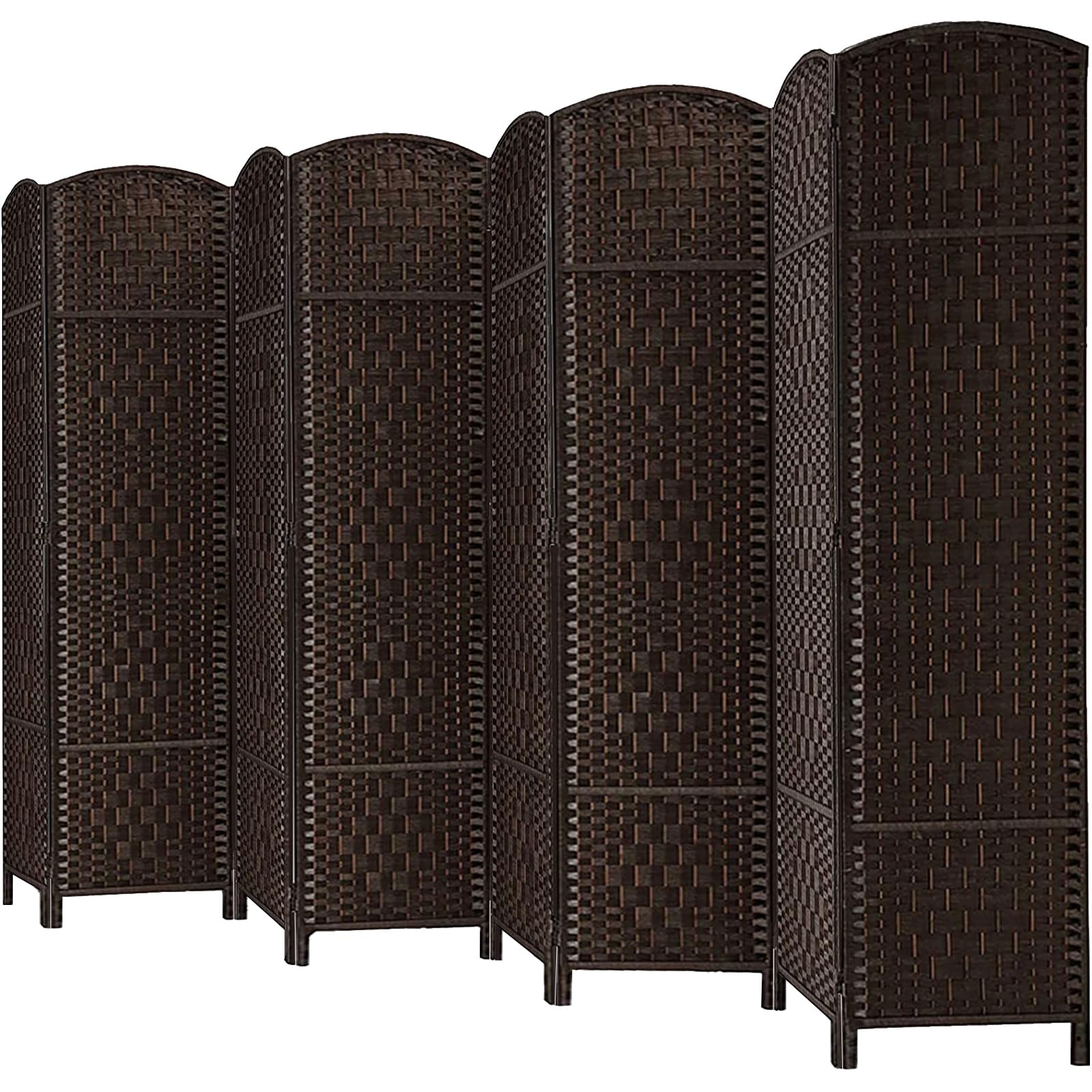 HALLYBEE Room Divider, Room Dividers and Folding Privacy Screens Privacy Screen, Divider for Room Separation Partition Room Dividers, 16" Folding Panel Screen 6FT Room Divider Wall 8 Panel, Dark Mocha