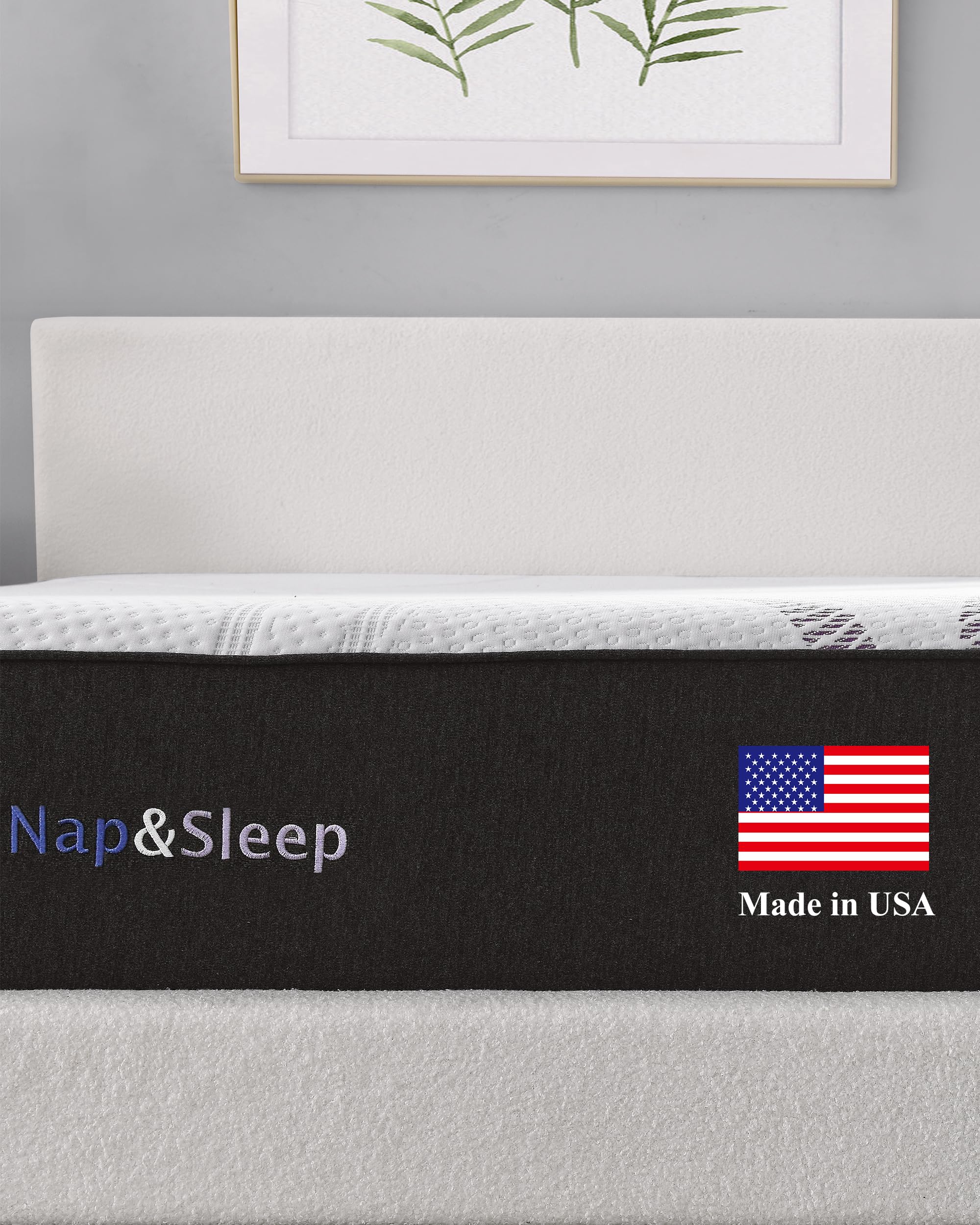 NAP&SLEEP Memory Foam Mattress - Lavender Infused with Cold Touch Cover, Medium Firm to Plush Feel, Helps with Sleep - Sizes Full, Queen, King, 10", 12", 14" (12" Medium, King (U.S. Standard))