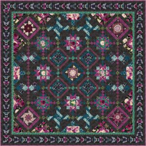 Wilmington Prints Midnight Garden Large Floral Allover, Fabric by The Yard (Black)