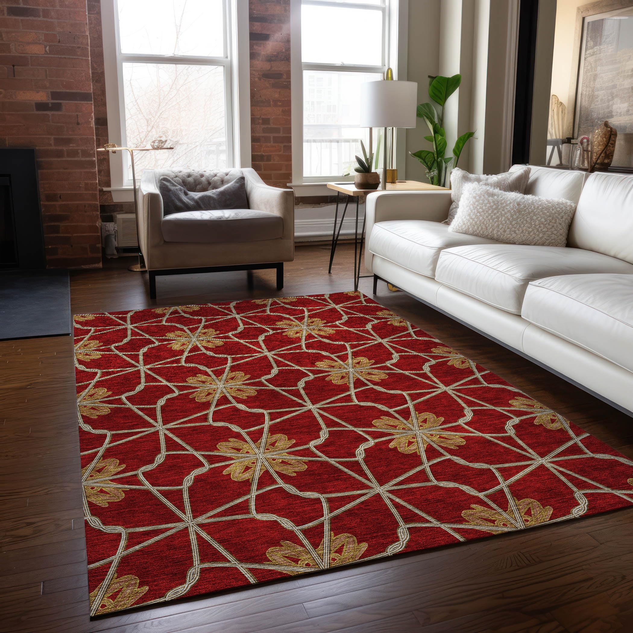 Addison Rugs Chantille ACN958 Paprika 3' x 5' Indoor Outdoor Area Rug, Easy Clean, Machine Washable, Non Shedding, Bedroom, Entry, Living Room, Dining Room, Kitchen, Patio Rug