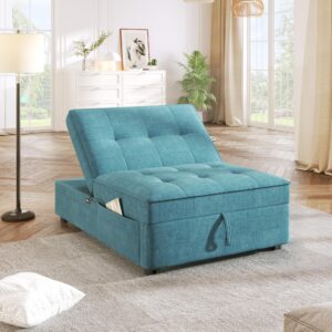 NicBex Pull-Out Sofa Practical Sofa Bed with Storage Folding Chair Bed Convertible Chair to Bed with Storage Pocket and USB Port for Small Room Apartment, Living Room, Teal