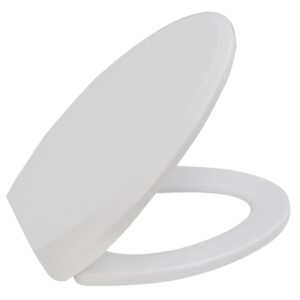 dayao premium elongated toilet seat with cover quiet close, two-click to quick release, easy installation never loosen hinge, slow close toilet seat and cover, easy cleaning-white color (elongated)