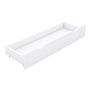 SOFTSEA Queen Size House Bed for Kids, Floor Bed Frame with 2 Storage Drawers, Low Wood Bed Frame with Guardrails and Roof, House Shaped Bed for Kids, White