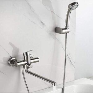 TECKI Kitchen Taps Bath Shower Faucets Set Bathtub Faucet Water Mixer Crane Tap With Hand Shower Stainless Steel Bathroom Faucets