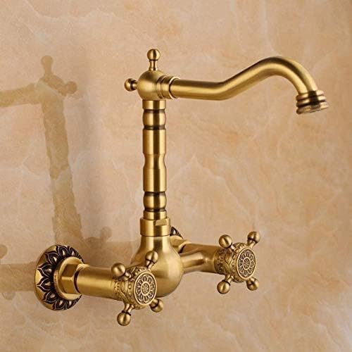 TECKI Kitchen Taps Faucet Bathtub Shower Faucet W/Brass Spray Wall Mount Hot and Cold Water Mixer Tap Bathroom Faucets Dual Handle 360 ​​Swivel