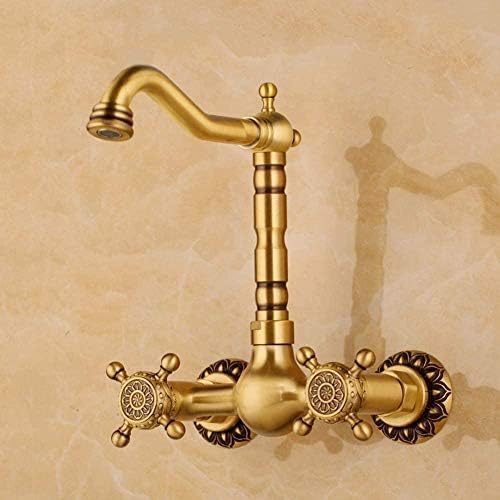 TECKI Kitchen Taps Faucet Bathtub Shower Faucet W/Brass Spray Wall Mount Hot and Cold Water Mixer Tap Bathroom Faucets Dual Handle 360 ​​Swivel