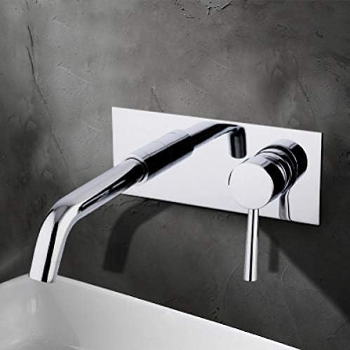 TECKI Kitchen Taps Bathroom Wall Mounted Basin Faucet Square Chrome Brass Mixer Sink Tap Single Handle Bathtub Faucets