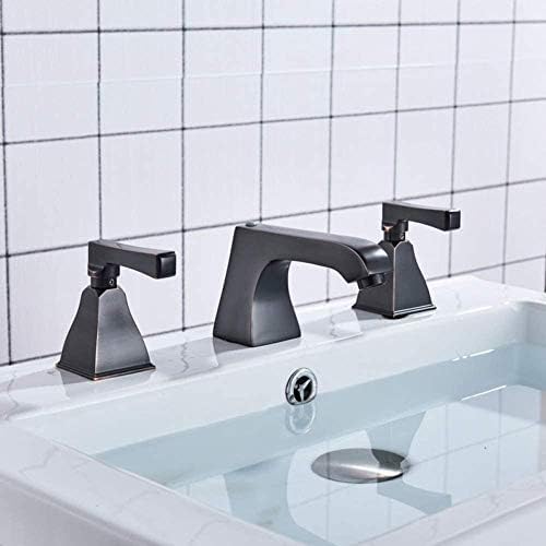 Kitchen Taps Faucet Black Bronze Bathroom Basin Faucet Deck Mounted Spread 3 Holes Bathtub Sink Mixer Tap Dual Handle Chrome Basin Crane Tap