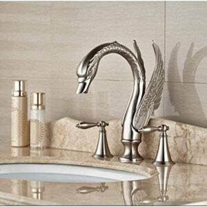 Kitchen Taps Faucet Morden Luxury Brushed Nickel Bathtub Faucet 3 Pieces Bathroom Faucet Two Handles Mixer Tap