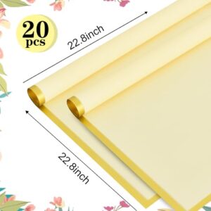 BEISHIDA 20 Sheets Light Yellow Flower Wrapping Paper, Floral Paper, Bouquet Paper, Matte with Black Edges Paper for Graduation Christmas Valentine's Day Birthdays Flowers Bouquet Gift Wrapping