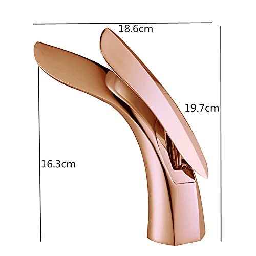 Mixer Taps Compatible with Bathroom Gold Brass Bathroom Faucet, Single Handle Basin Mixer Tap, Bath Faucet, Copper Leaf Shape Sink Water Crane Tap, Single Hole Basin Faucets Basin Taps,Kitchen Faucet