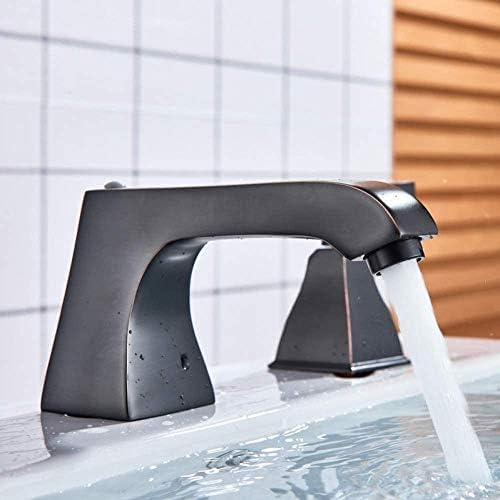 Kitchen Taps Faucet Black Bronze Bathroom Basin Faucet Deck Mounted Spread 3 Holes Bathtub Sink Mixer Tap Dual Handle Chrome Basin Crane Tap