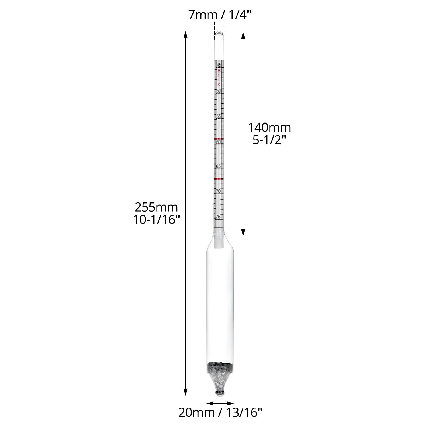 QWORK Dual Scale Maple Syrup Hydrometer with Durable Glass and Food Grade Alloy Ballast - 2 Sets 9-3/4" Easy-Read Instrument for Precise Maple and Cane Syrup Production, Includes Storage Container